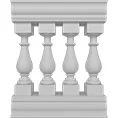 Elegant architectural design featuring a classic balustrade with ornate spindles, ideal for enhancing spaces with a touch of sophistication and style. Perfect for various interior and exterior applications.