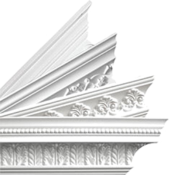 Elegant white moldings showcasing intricate designs and textures, ideal for enhancing interior spaces with classic architectural style. Perfect samples for home renovation projects.